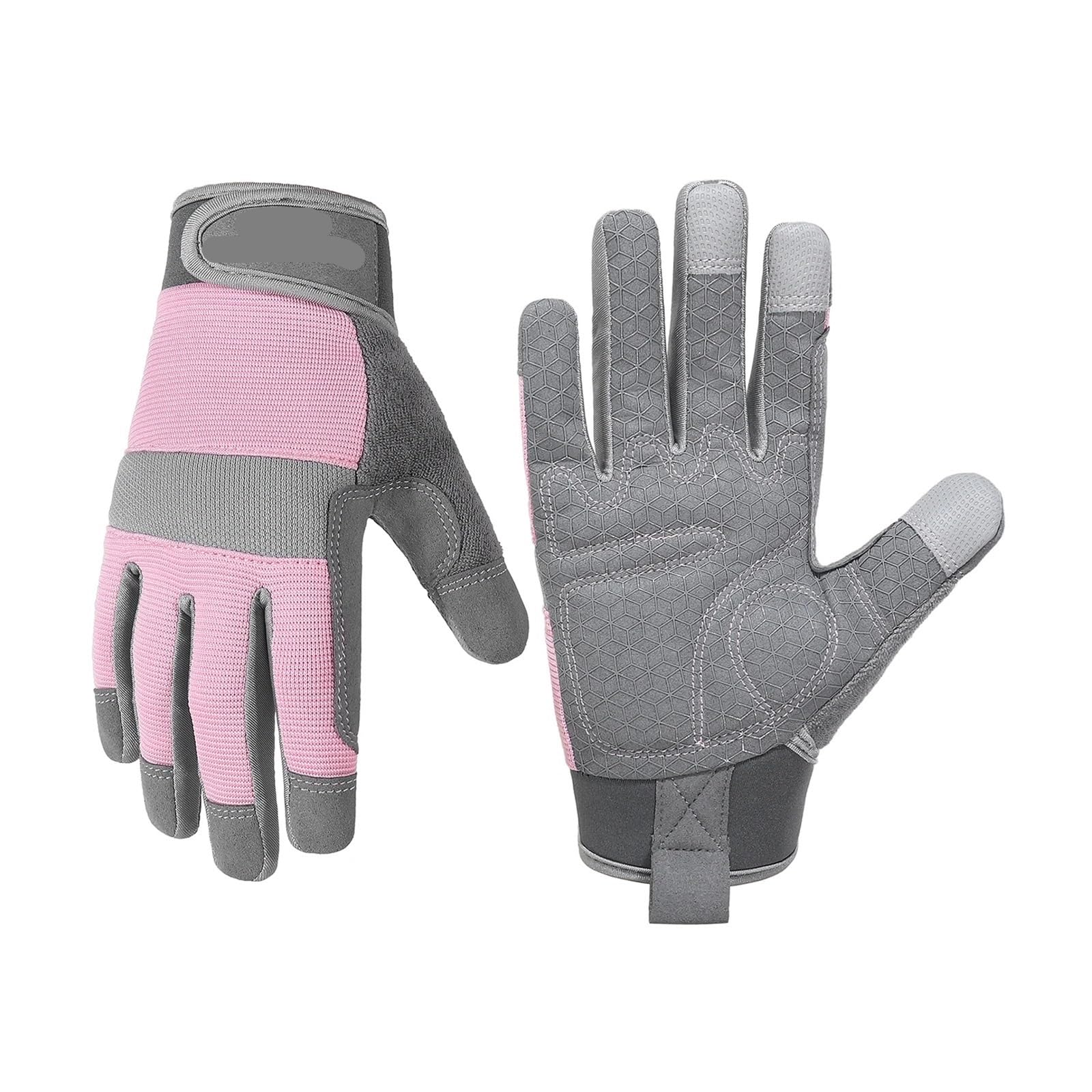 Guanti da lavoro donna con impugnatura, guanti guida di sicurezza in movimento, cantiere rosa per Uomo e Donna(XS)