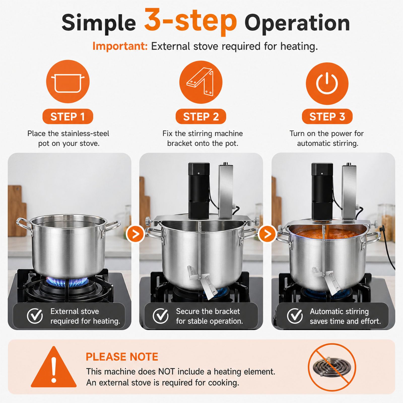 Mezclador AutomáTico Alimentos, Mezcladora AutomáTica De 4 Cuchillas, Calentamiento Uniforme Y AgitacióN EléCtrica para Evitar Quemaduras, AdemáS 50L