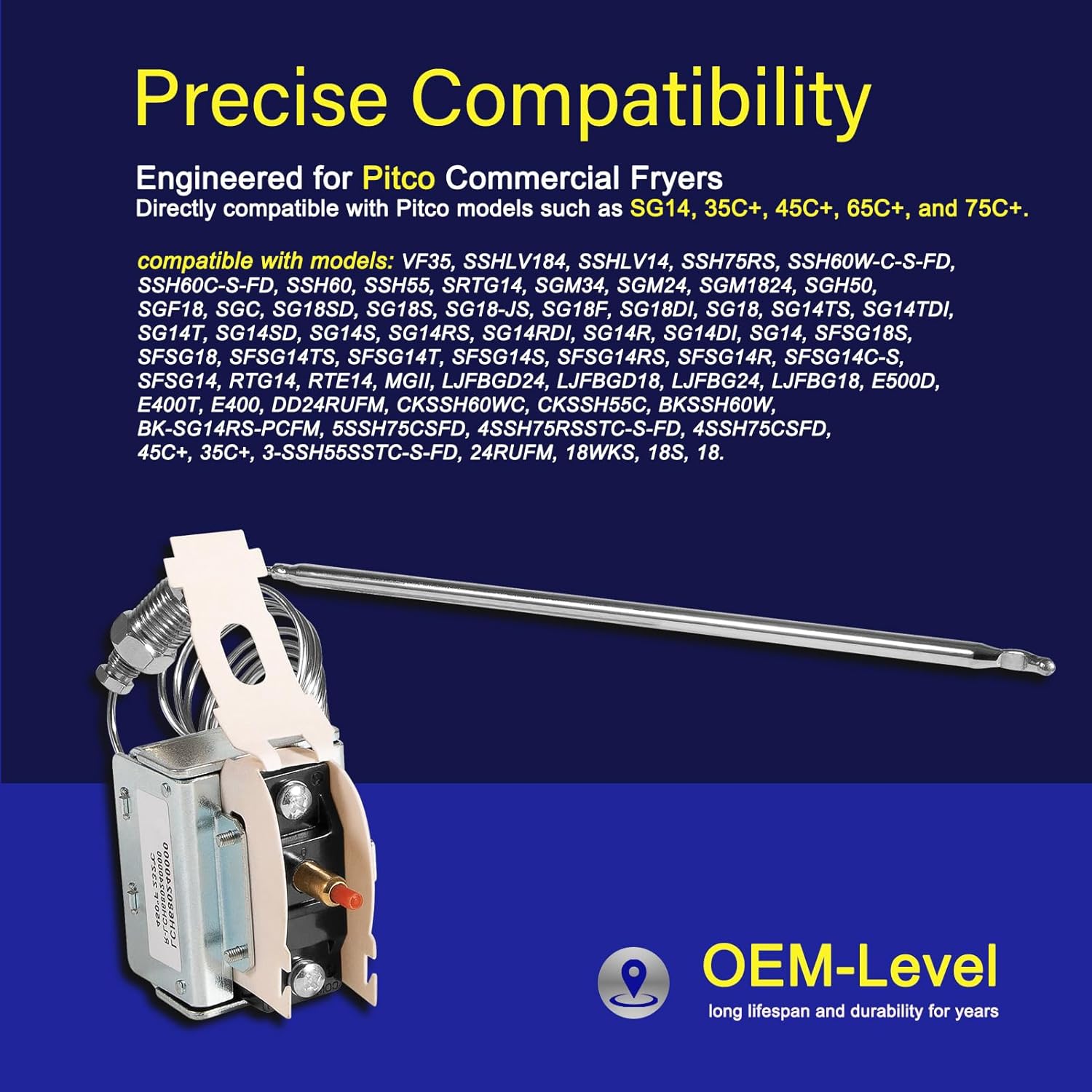 PP10084 High Limit Switch Replacement for Pitco Fryer – 435°F Safety Temperature Cutoff, Fit for Pitco Deep Fryer Models SG14, 35C+, 45C+, 65C+, 75C+, Reliable Overheat Protection