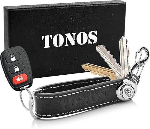 TONOS Llavero de cuero Llavero compacto y organizador de llavero para llaves a granel y llavero de coche, elegante llavero