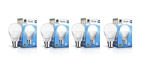 Wipro Tejas 9w LED Bulb for Home & Office |B22 LED Bulb Base |Cool Day White Light (6500K) |4Kv Surge Protection |High Voltage Protection |Eco Friendly Energy Efficient | Pack of 4 Wipro Tejas 9w LED Bulb for Home & Office |B22 LED Bulb Base |Cool Day White Light (6500K) |4Kv Surge Protection |High Voltage Protection |Eco Friendly Energy Efficient | Pack of 4