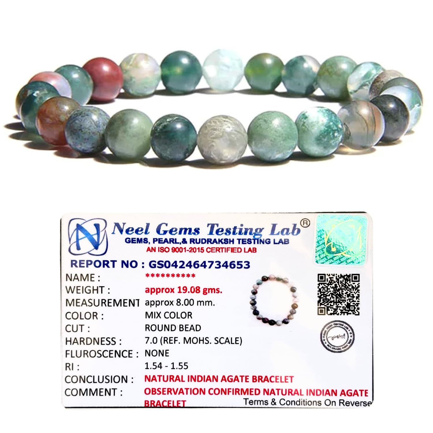 Gemaltic Healing Crystals Natural Lab Certified Gorgeous Semi-Precious Gemstones Round Beads Stretch Bracelet 7 Inch Unisex (8MM, Indian Agate AAA) (B0C4TLKNLY) Amazon Price History, Amazon Price Tracker