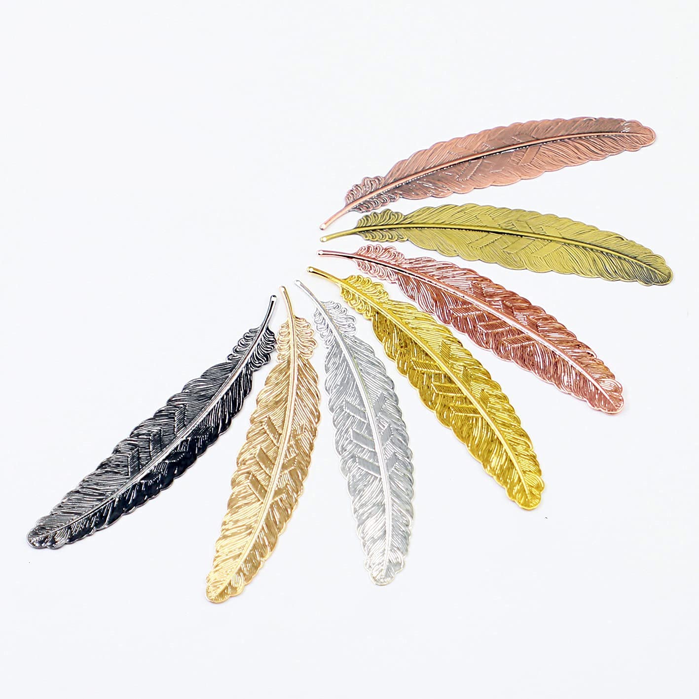KASTWAVEMetal Feather Shape Fine Retro Classic Assorted Bookmarks with Holes - 7 Pieces