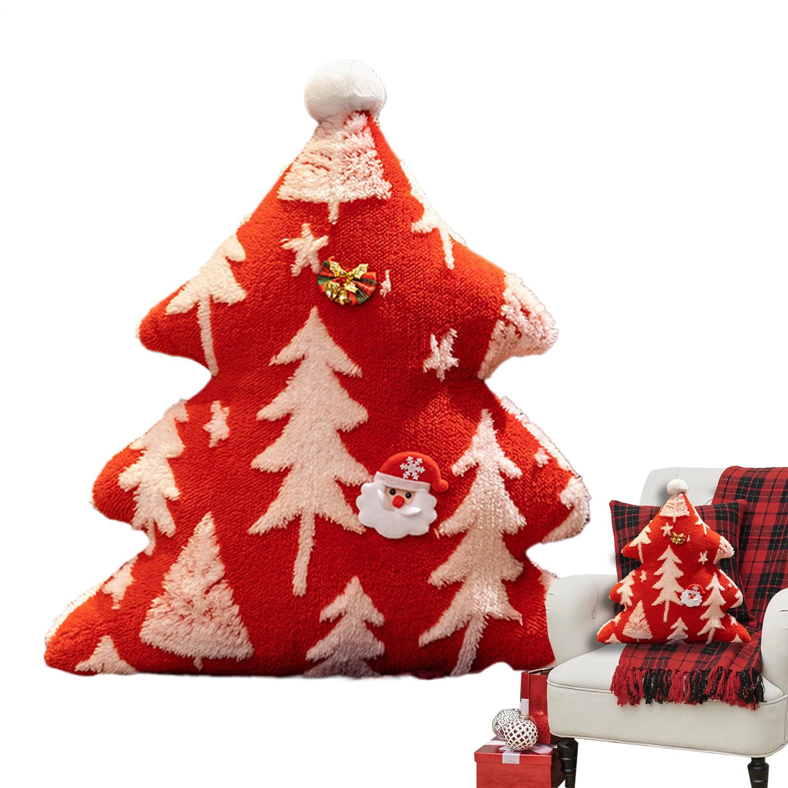 Cuscini Natalizi Per Divano Cuscini In Peluche Con Silhouette Di Albero | Cuscino Con Design Boho Ad Albero Per Decorazione Soggiorno Divano Camera Da Autunno Halloween Divano Da Interno