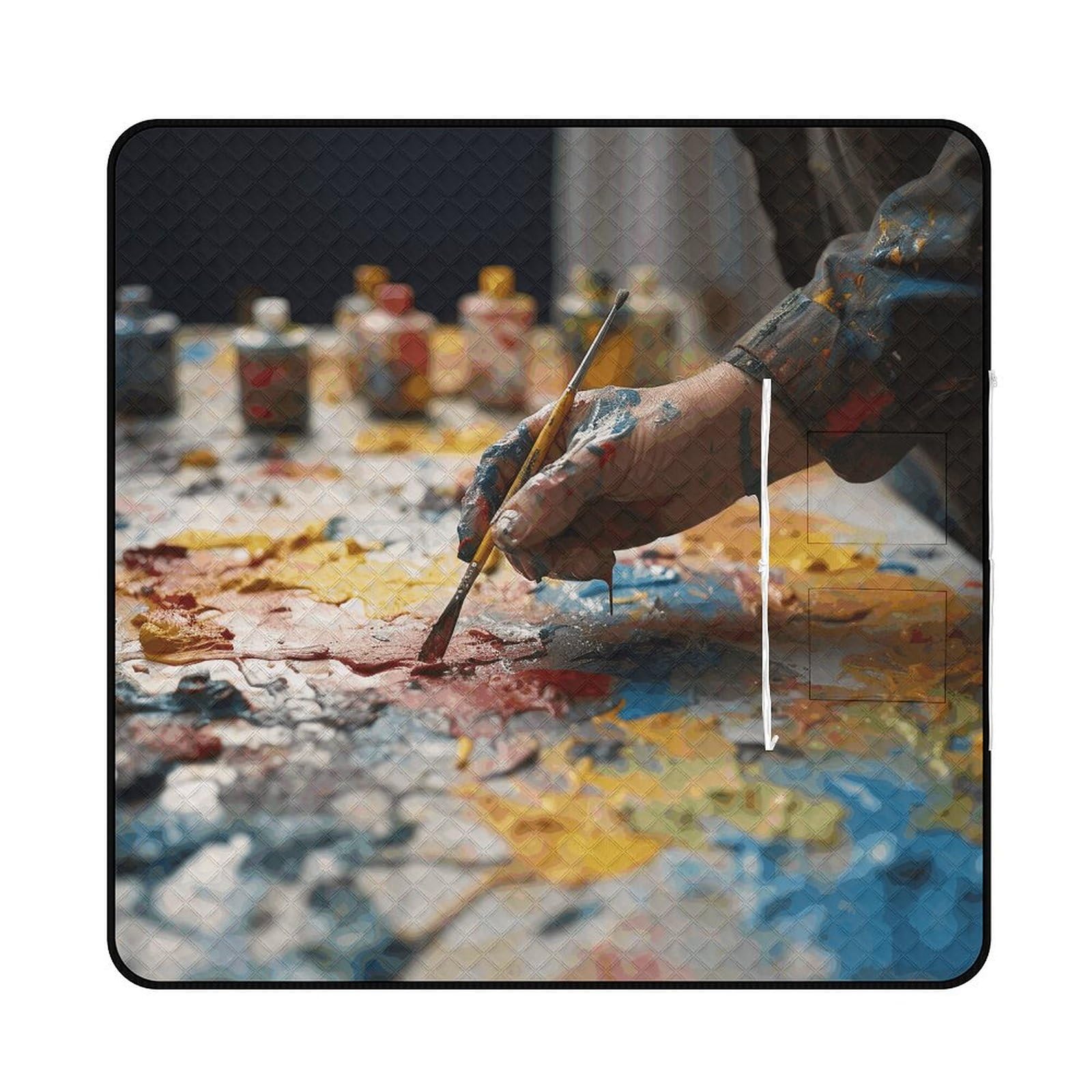 Couverture de pique-nique pliable imperméable avec fermeture éclair à motif coloré