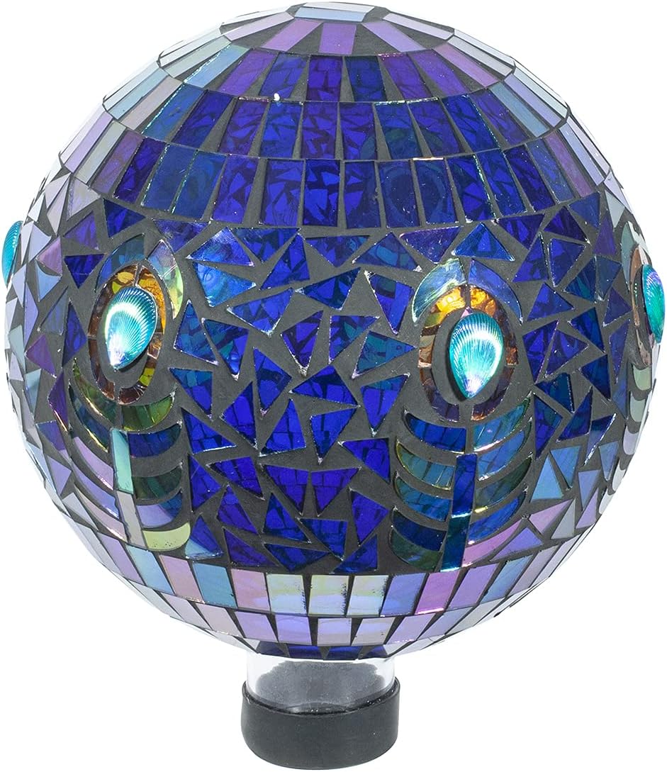 Echo Valley Products 8243 Translucent Peacock Mosaic Gazing Globe Outdoor Décor for Lawns and Gardens, Blue, 10 inches