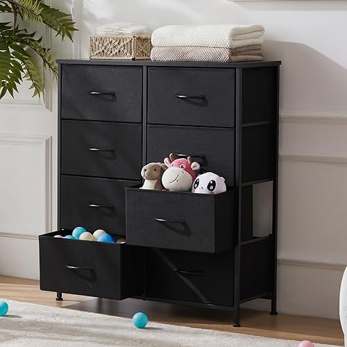Miniatura 9 de Sweetcrispy Cómoda de 8 cajones para dormitorio, muebles de habitación de niños, torre de pecho alto, unidades organizadoras de almacenamiento para