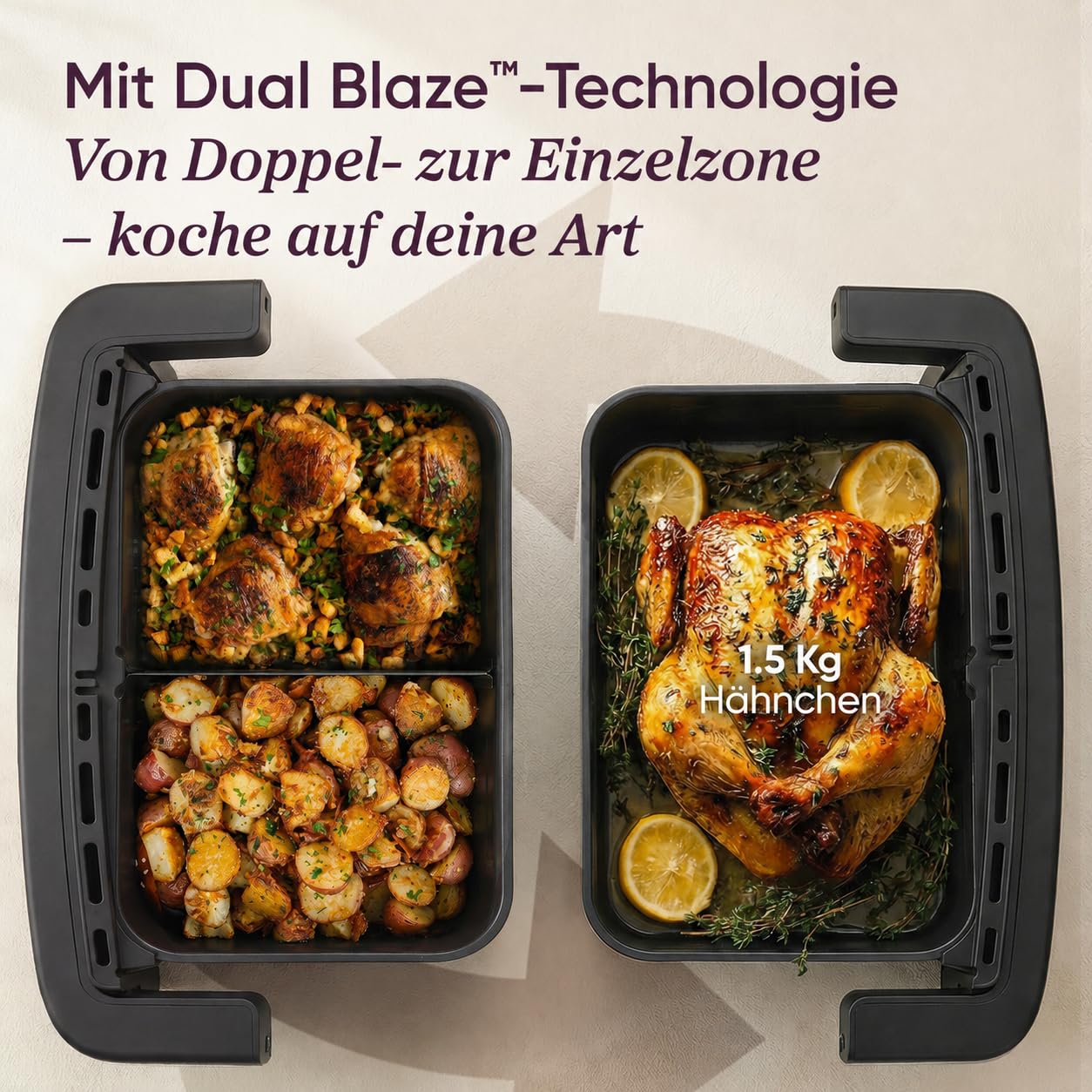 COSORI Airfryer, Heißluftfritteuse 2 Kammern Keramikbeschichtung, Dual Blaze Twinfry Compact mit 4 Heizrohren, 8,6L Flexiblen Kammern, Schwarz, TF801