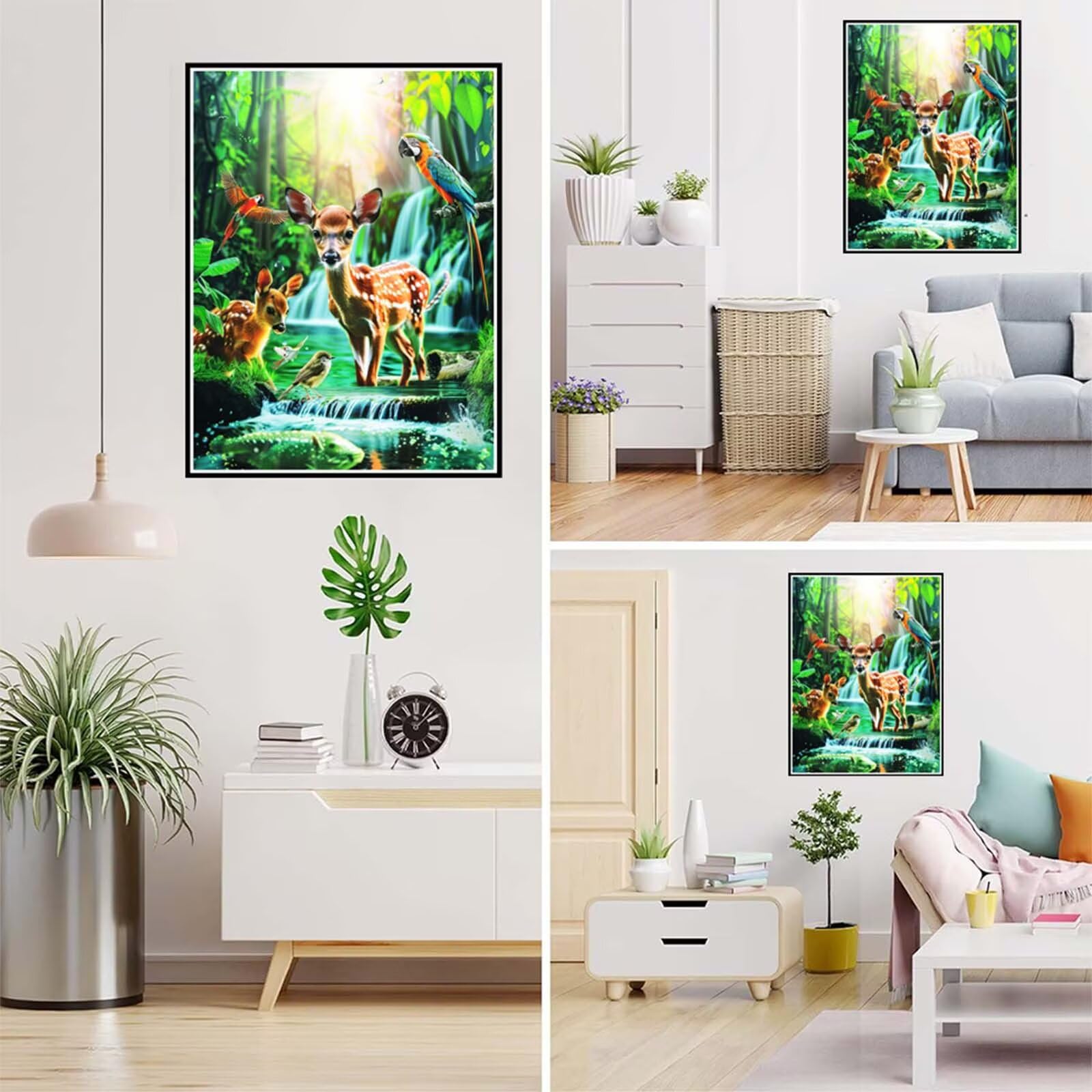 Diamond Painting Reh Malen Nach Zahlen Erwachsene, 5D Diamant Painting Bilder Papagei Diamond-painting Mosaikherstellung Bastelset Kinder ab 6 Jahre, Deko Wohnzimmer, Mädchen Geschenke 70x100cm 6X-961