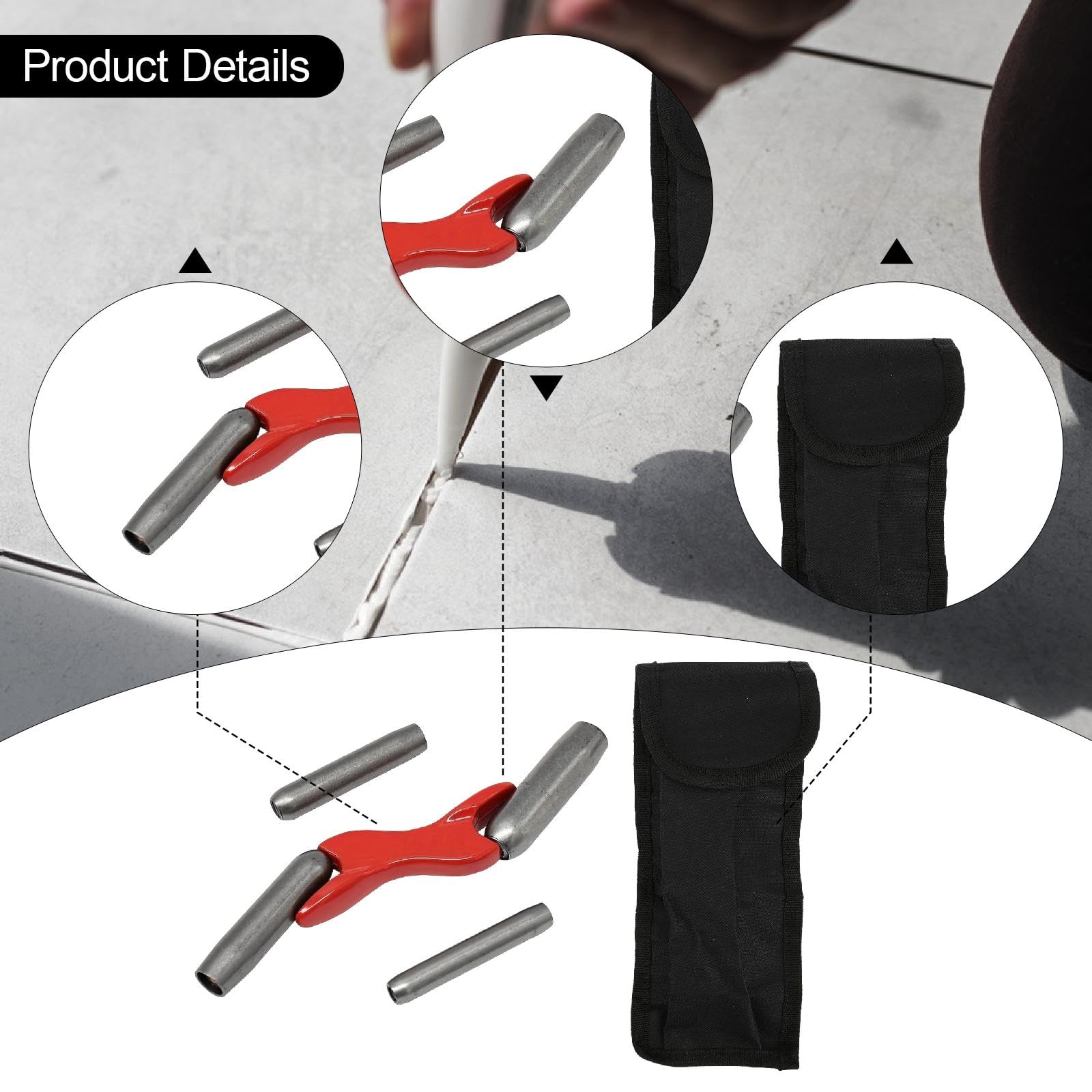 Cazzuola per stuccatura di mattoni, strumento di finitura per pareti, con borsa portaoggetti, portatile, 1/2", 5/8", 3/4", 7/8", per traforo, rosso