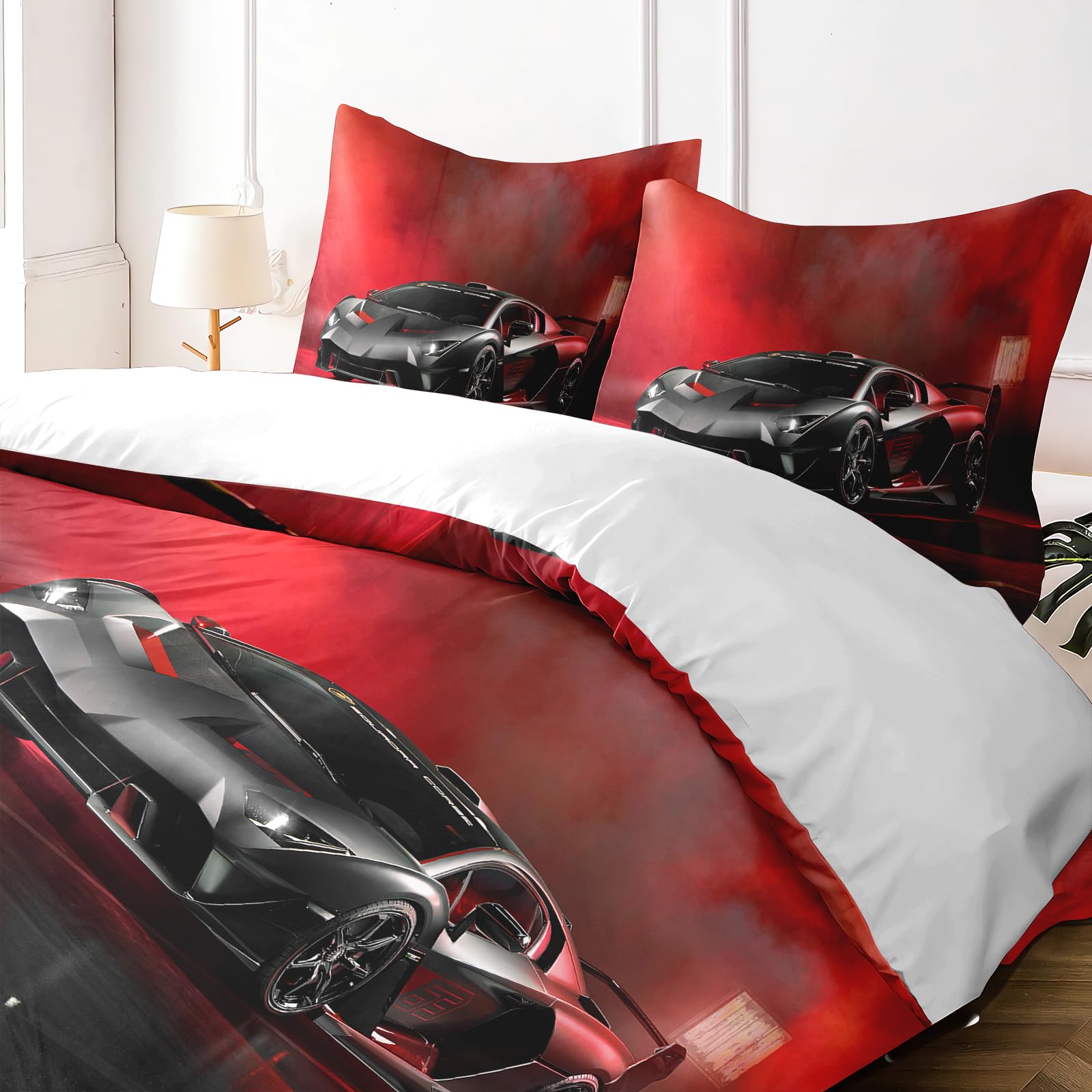 Yzehomijia Racing Duvet Cover Sets for Boys - 200x200 cm - Cool Extreme Sport Design in Soft Microfibre, with 2 Pillowcases.(P1×200) - Image 2