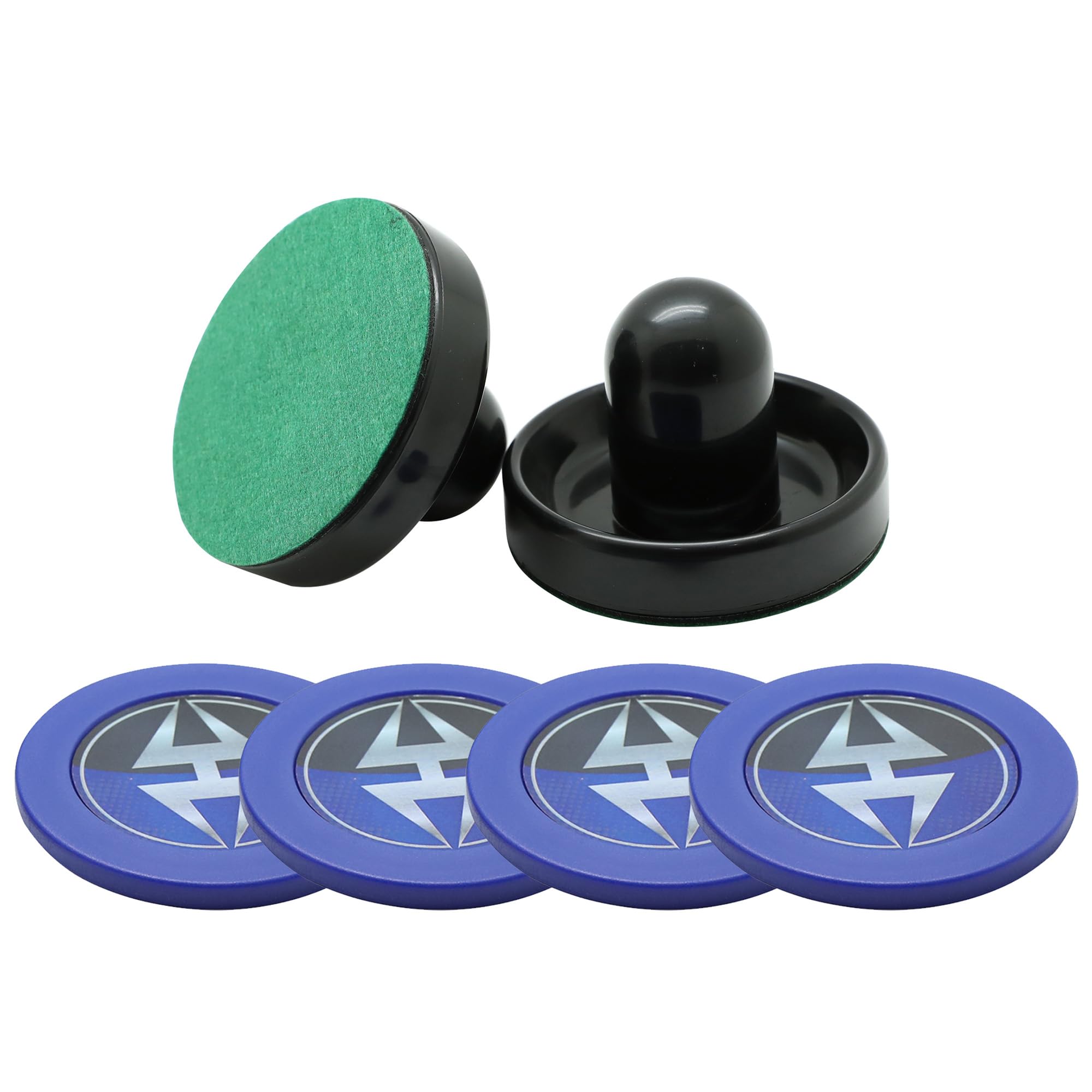 Hathaway Air Hockey Pucks and Paddles Set – Two Ergonomic 3.75-inch Pushers and Four 2.87-inch ABS Table Hockey Pucks – Durable Game Accessories for
