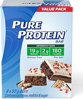 Pure Protein Bars, Gluten Free, Snack Bar, Peppermint Bark, 50 gram, 6 Count