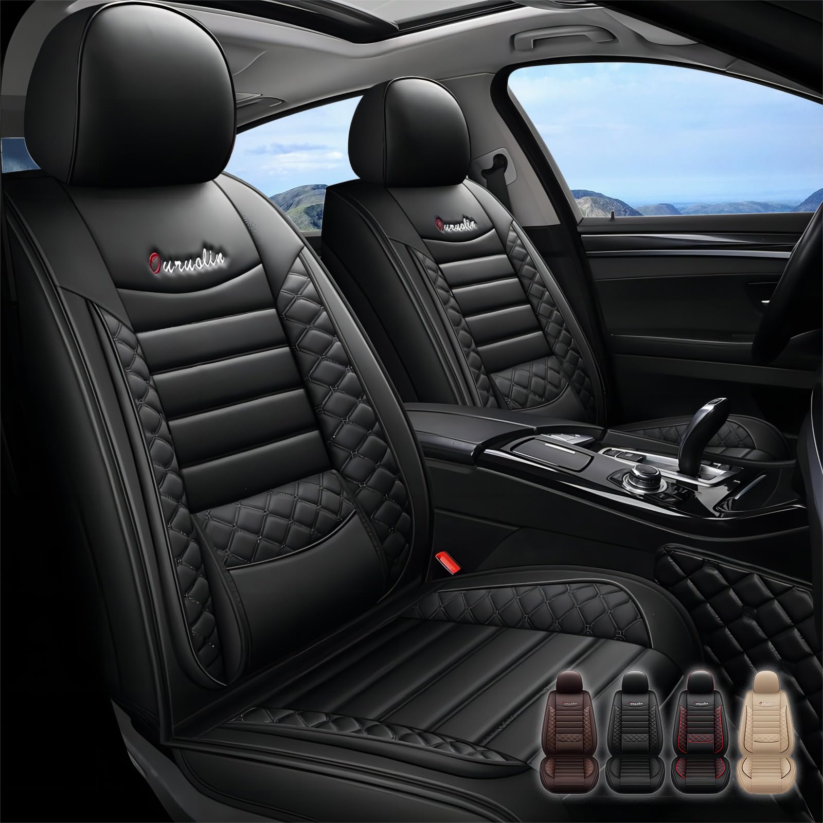 Photo 1 of 5 Seats Leather Car Seat Cover for Cars,Waterproof Breathable car seat Covers,Airbag Compatible seat Cover Cushions(Classic Black,Full Set) Full Set Classic Black