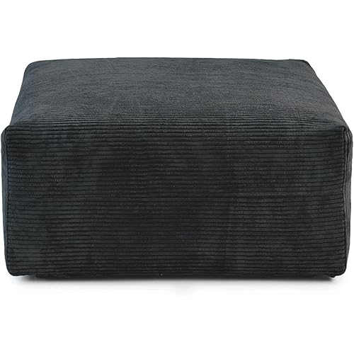 JACH 39.37" Oversized Ottoman Seater for Living Room, Deep Seat Extra Sofa Seater, Minimalist Chaise Ottoman, Modern Corduroy Ottomans for Living Room, Apartment, Black ﻿