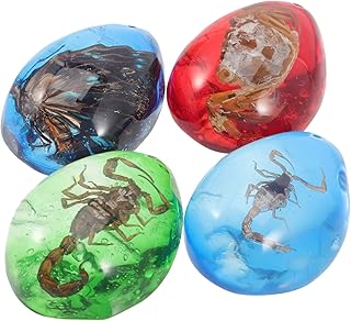 GLEAVI 4pcs Amber Specimen Specimen Amber Resin Decor Resin Crafts Puzzle Toy Resin Amber Specimen Specimen Resin DIY Amber Large Pendant Necklace