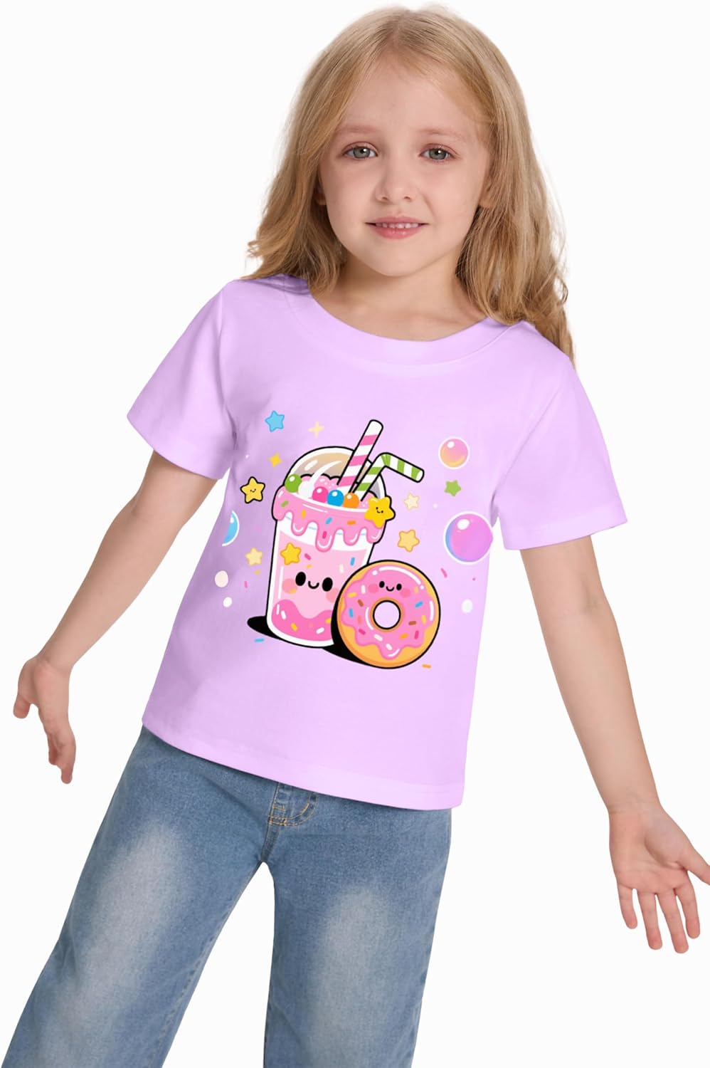 Girls' Shirts Cotton Short Sleeve T-Shirts Casual Graphic Tees Tops 3-7 Years - Image 6