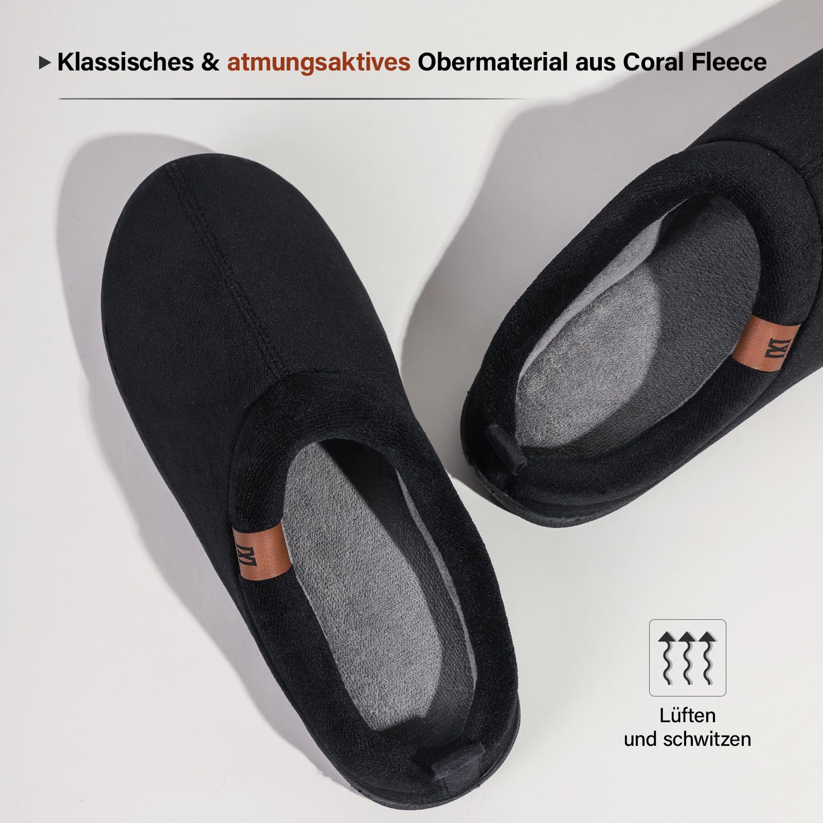 MERRIMAC Herren Slip-on Hausschuhe Bequem Memory-Schaum Rutschfest Innen Pantoffeln