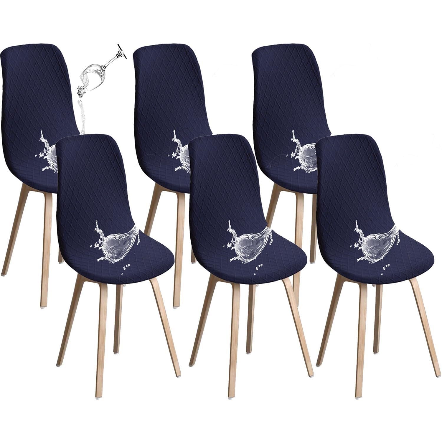 PBTMCD Dining Chair Covers, Stretch For Room Slipcovers Protectors, For,Suitable For Restaurants(Navy Blue,6pc)