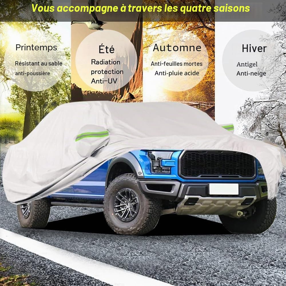 Blueshyhall Housse de Voiture Pickup, Tissu pour Ranger Hilux Tacoma Navara et Plus, 5,4 x 2 M Housse de Pick-Up 210T, Housse de Voiture Complète, Imperméable Bâche Intérieure et Extérieure