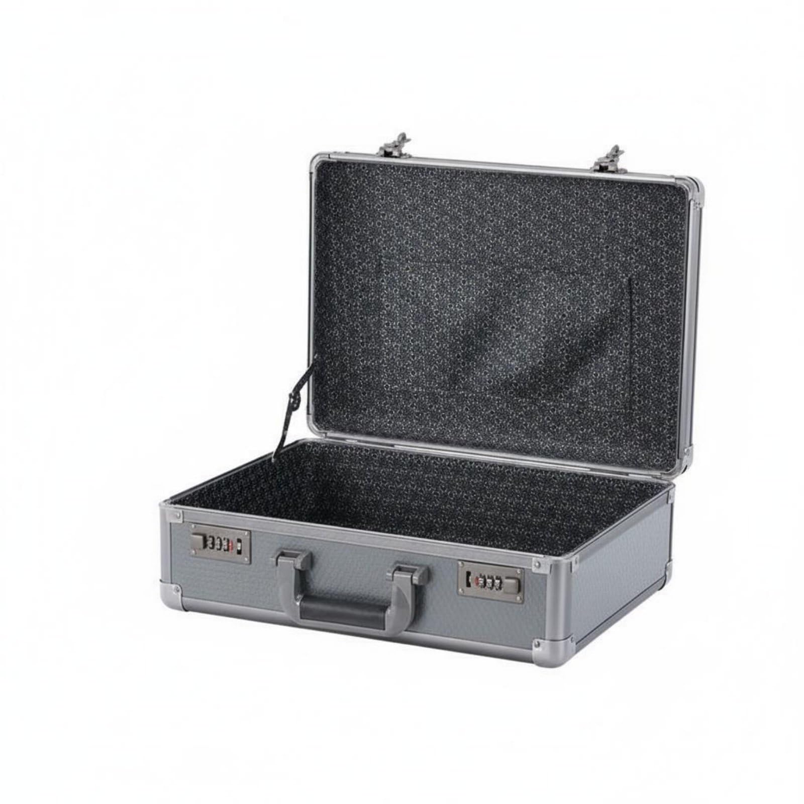 Valigetta Portaoggetti in Alluminio Cassetta Cassaforte Scatola Contenitore Custodia con Doppio 3 Cifre Cornice Leggera Robusta Tasca a Interna Adatta, Grigio Titanio, size to 2