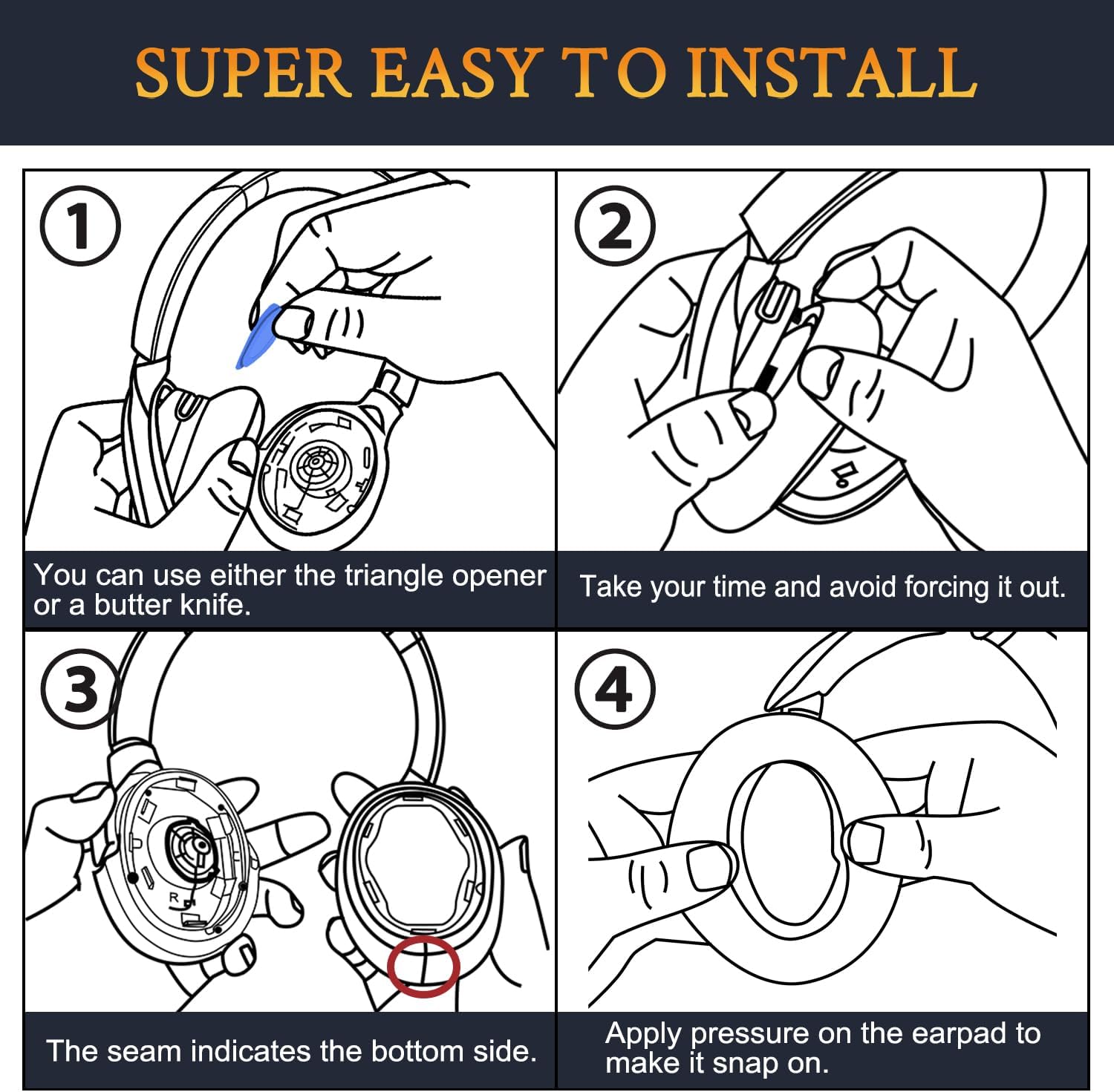 SOULWIT Cooling Gel Replacement Earpads for Sony WH-H910N H910 h.Ear on 3 Wireless Noise-Canceling Headphones, Ear Pads Cushions with Noise Isolation Foam - Black - Image 8