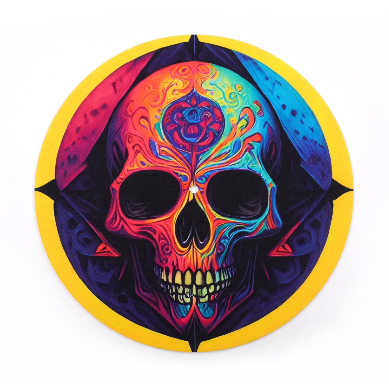 Plattenspieler-Matte, Vinyl-Slipmat, 30,5 cm, Schallplattenspieler, rutschfeste Matte für antistatische und verbesserte Klangqualität (gelb)