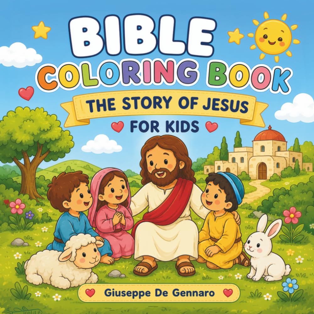 Bible Coloring Book for Kids: The Story of Jesus to Color – Birth, Miracles, Parables, Passion and Resurrection | Cute and Easy Christian Coloring Pages for Children