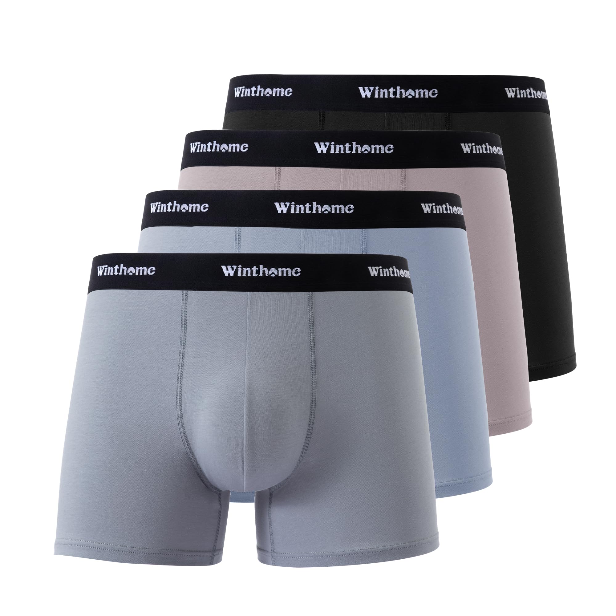 Winthome Boxershorts Herren 4er Pack - Nahtlos Unterhosen Männer aus Baumwolle Bequem Atmungsaktiv, Weich Ohne Einzuschneiden, Unterwäsche mit 3D-Pouch, Elastische Bund, Formstabil, im Karton (S-2XL)