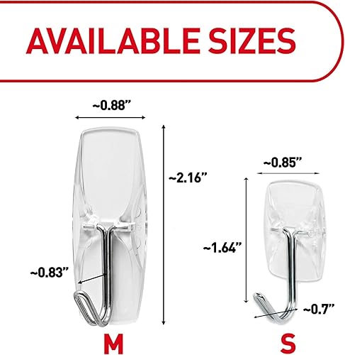 Miniatura 2 de Command Pequeños ganchos de palanca de alambre transparente, 40 ganchos de pared y 48 tiras, para colgar sin daños con adhesivo, ideal para colgar