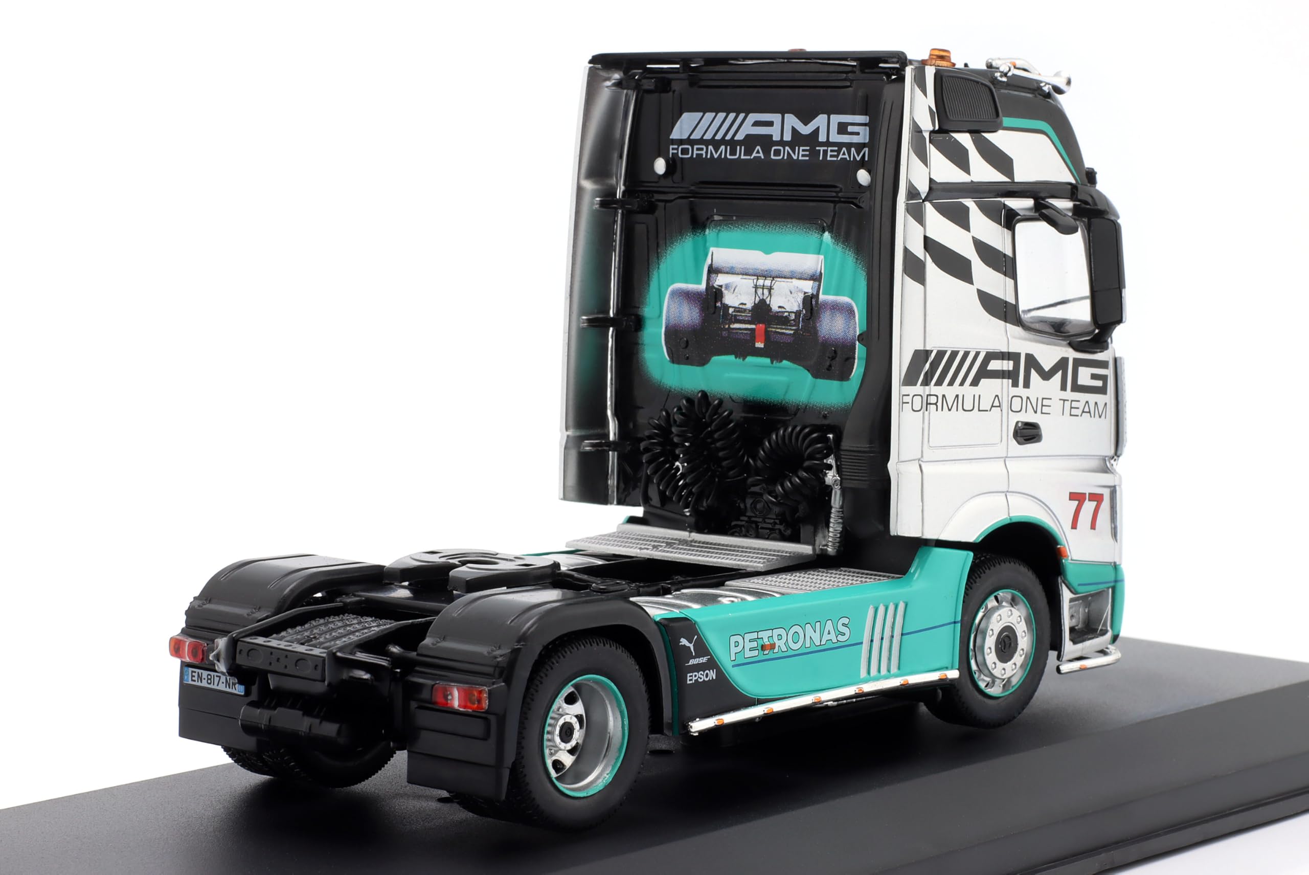 OPO 10 Camión a Escala 1/43 Compatible con Mercedes-Benz Actros MP4 2012 AMG Petronas F1 Team Tractor Hachette IXO CT003