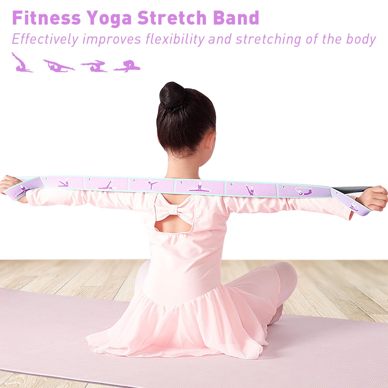 Fasce Elastiche Fitness 2 Pezzi - Band Yoga E Pilates Con 8 Anelli Per Allenamento, Danza E Stretching - Foto 4