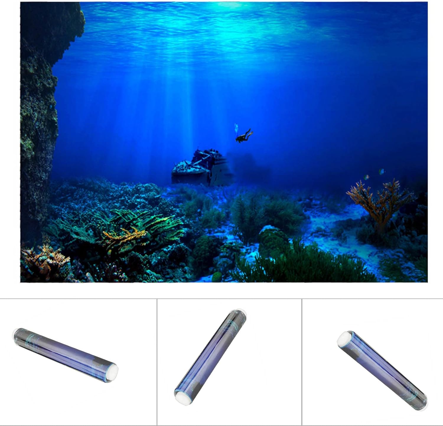 3D Aquarium Background Poster SelfAdhesive Underwater Seaworld Decoration for Fish Tanks (Multiple Sizes: 24x12 to 48x24) (91 * 50cm)