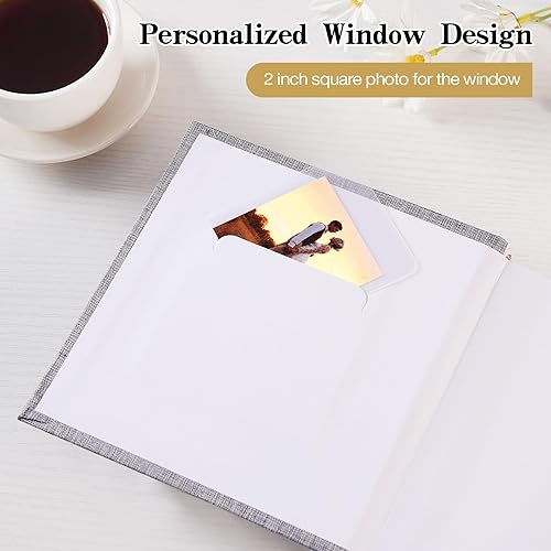 Miniatura 4 de Mublalbum Álbum de fotos de 4 x 6 pulgadas, 100 fotos, cubierta de lino con áreas de notas, libro de fotos, capacidad para 100 fotos verticales para