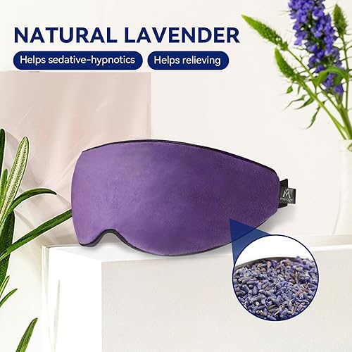 Miniatura 2 de Mavogel Máscara de ojos de lavanda, diseño ultraligero, máscara única para dormir con aroma a lavanda para hombres y mujeres, excelente bloqueo de