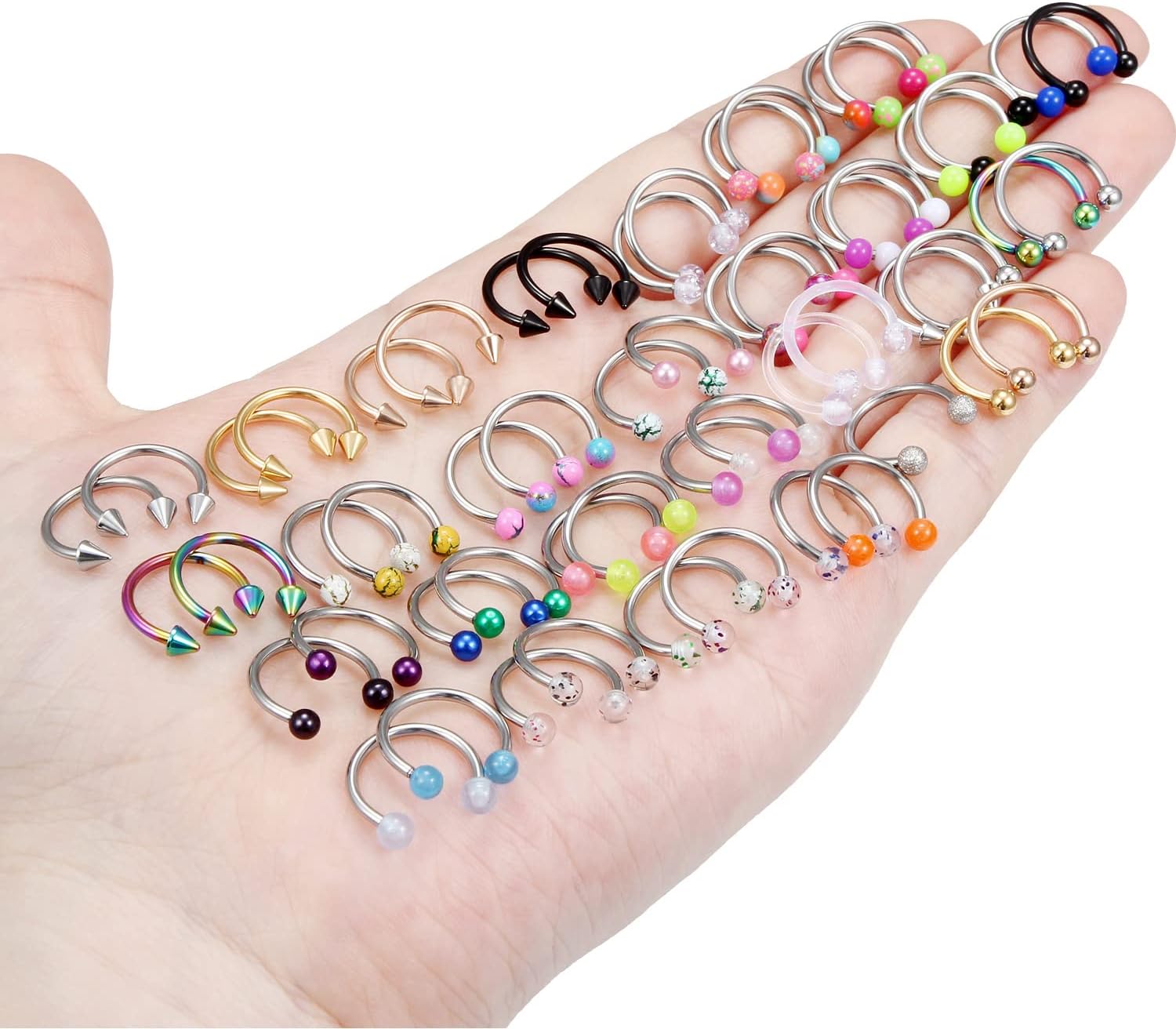 Lcolyoli 16g Septum Rings Surgical Steel Septum Jewelry Lip Rings Hoop Labret Jewelry Smiley Piercing Jewelry Horseshoe Earrings Daith Piercing Jewelry for Women Men Dia.6/8/10/12mm