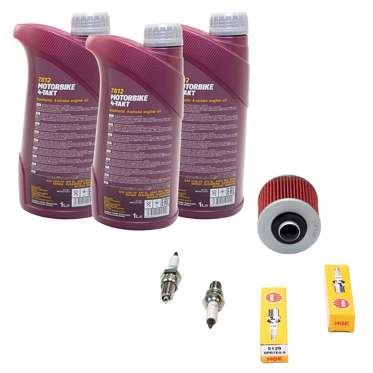 Kit Entretien Complet Yamaha XVS 650 Drag Star 1997-2007 : 3L Huile 10W40 Semi-Synthèse + Filtre à Air + Filtre à Huile + Bougies NGK