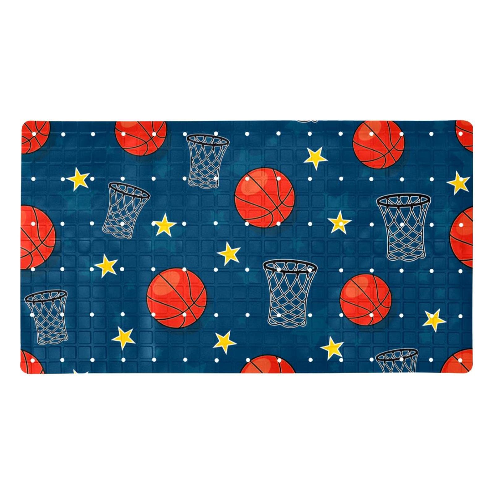 Tapis de bain antidérapant 40x70 cm à ventouses motif basket pour douche sécurisée enfant