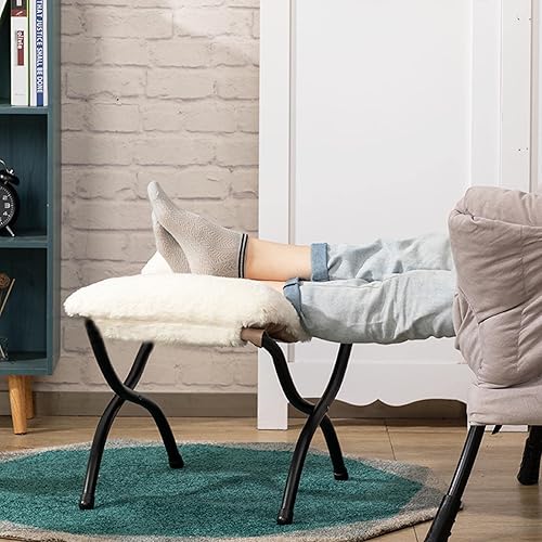 Miniatura 9 de HollyHOME Taburete reposapiés plegable de 15 pulgadas de alto, otomano plegable pequeño tapizado, taburete acolchado para sofá para silla perezosa,