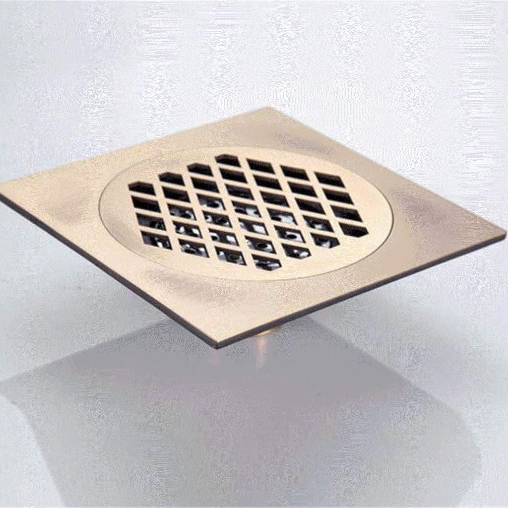 Scarico a Pavimento in Rame, Scarico a Pavimento for Bagno, Doccia Quadrata, Filtro di Scarico for lavandino, Oro