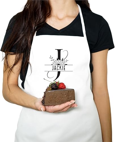 Miniatura 3 de Delantal impermeable. Delantales de monograma duraderos y duraderos para mujer, Blanco