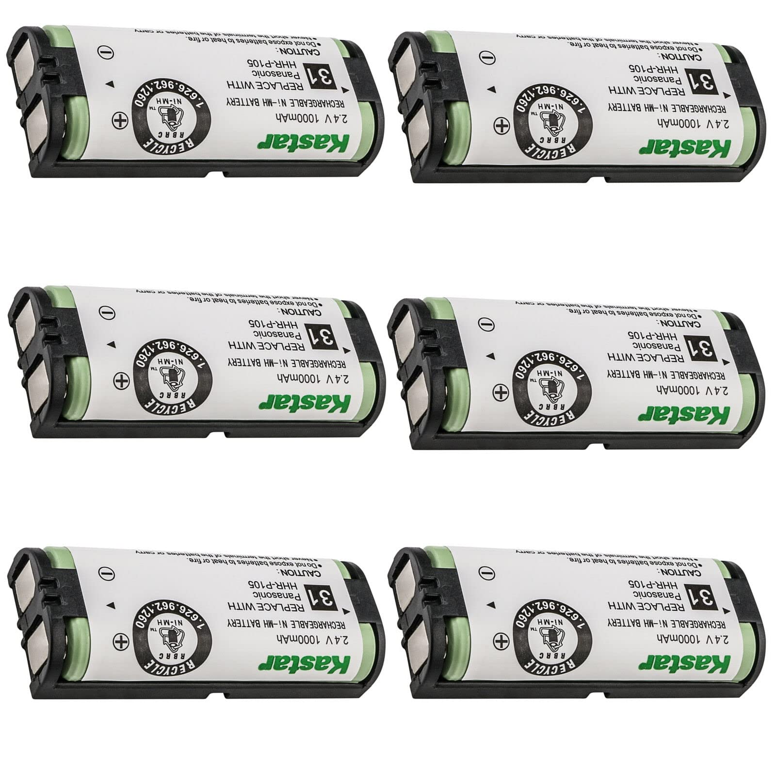 Kastar 6-Pack 2.4V 1000mAh Ni-MH Battery Replacement for NEC DTL-8R-1 ~ DSX/Dterm Cordless DECT Phone 730095 / BT-1009 Stock# 730643