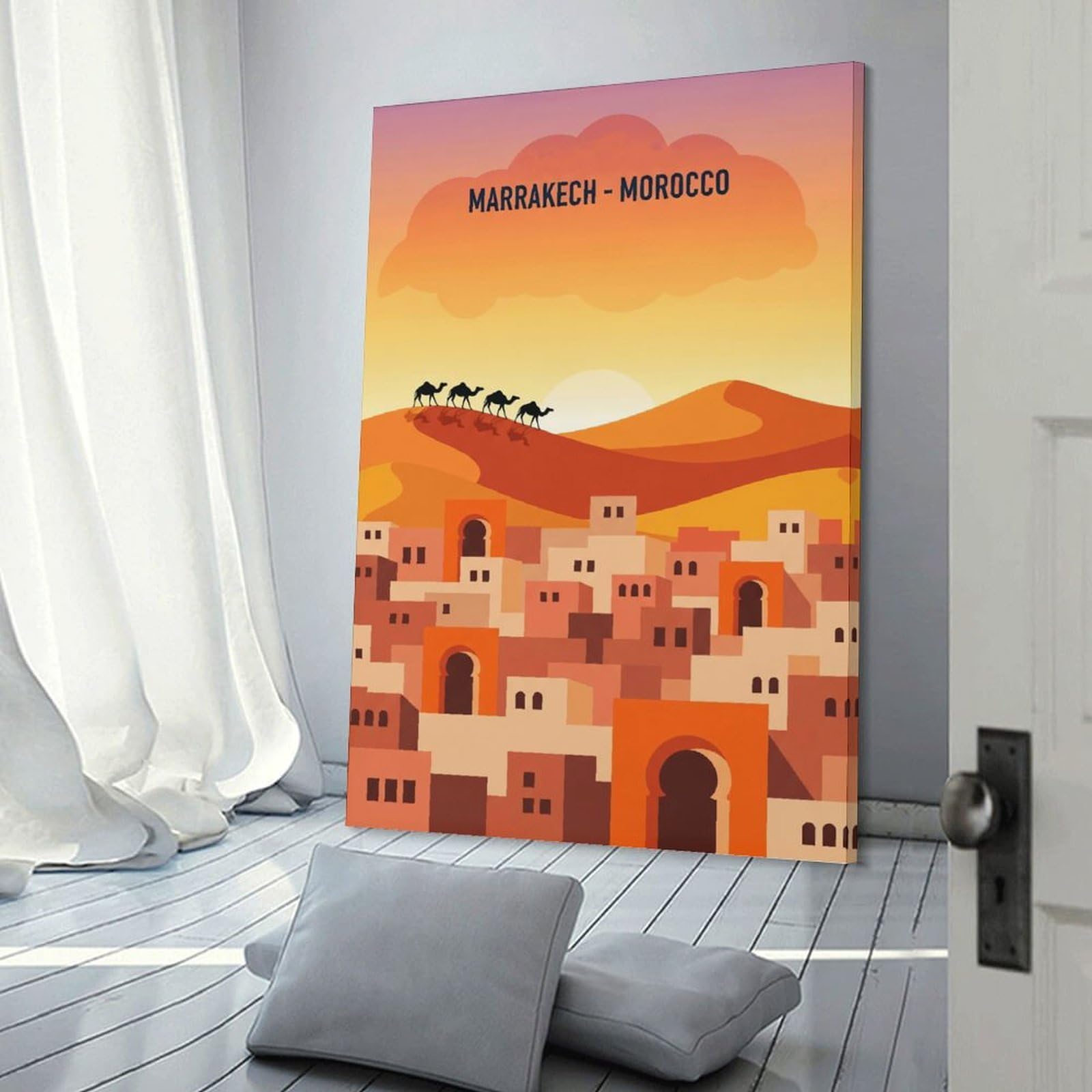 Junmoney Marrakech, Morocco Travel (5) Hanging Wall Art 20x30inch(50x75cm), for Work Areas, Reading Rooms Or Studios, Canvas Wall Decor for Creative Rooms