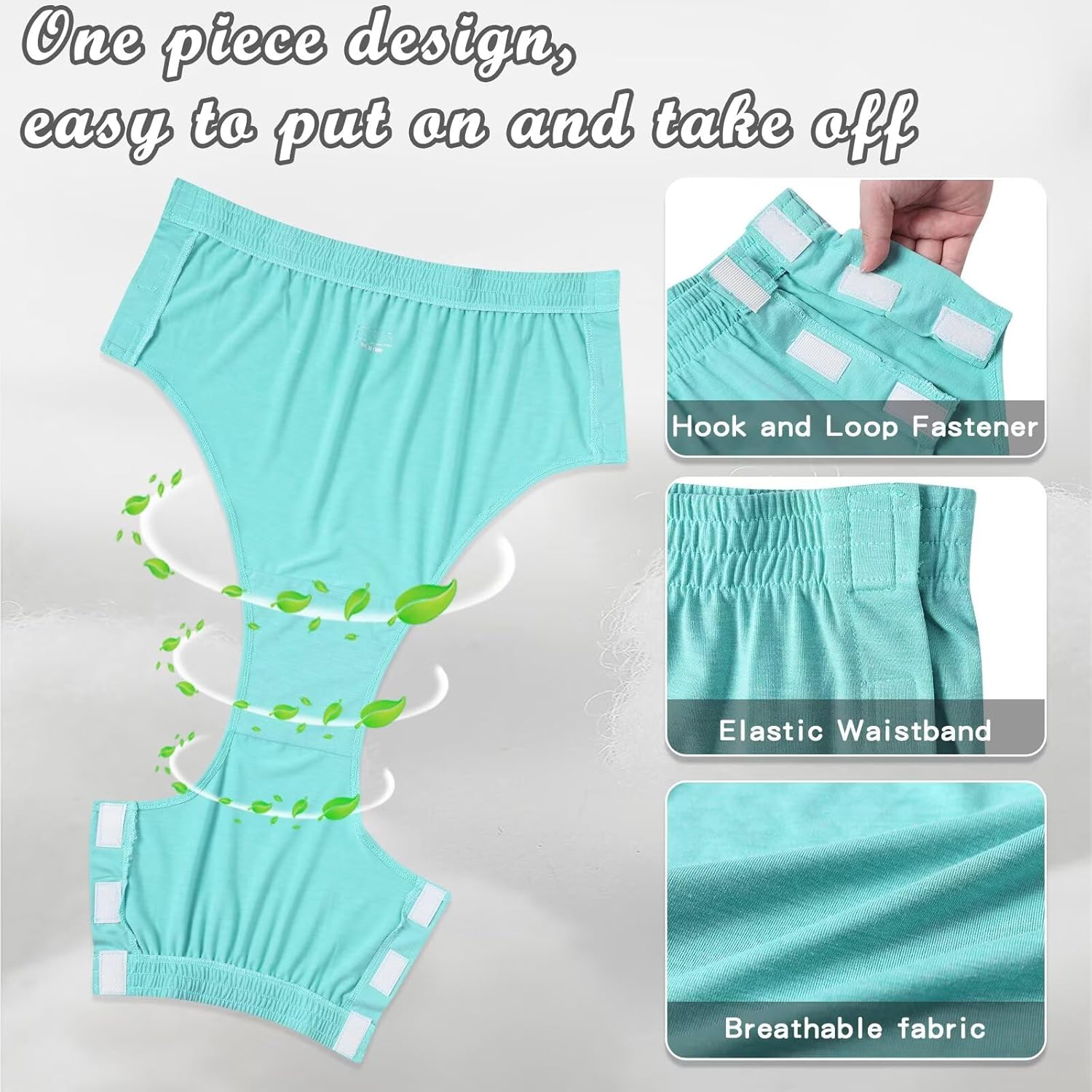 Landofgenie Tear-Away Pants with Hook & Loop Closure, Easy Care Underwear for Seniors & Bedridden Patients, Unisex Incontinence Briefs - Image 5