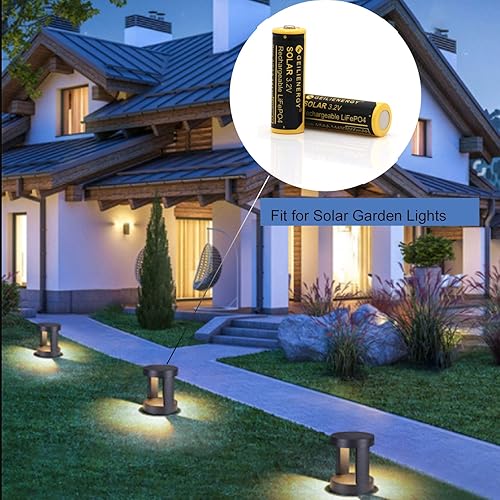 Miniatura 7 de Paquete de 16 baterías solares recargables de litio LiFePO4 de 45 AA (no tamaño AA) 14430 3.2 V 500 mAh LiFePO4 para luces solares al aire libre