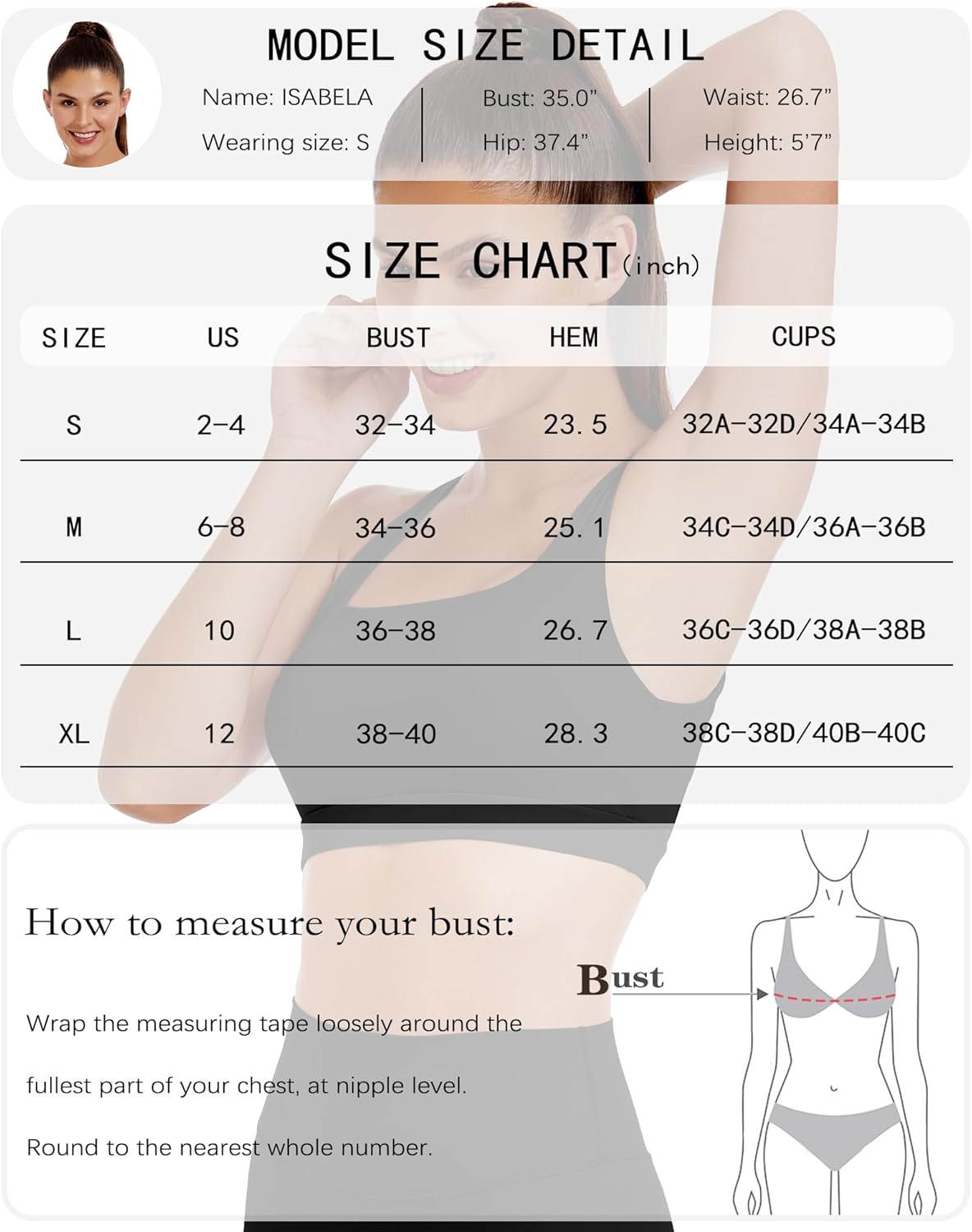 XUNYU Sports Bras for Women Padded Open Back Workout Tank Tops Built in Bra Push Up High Support Crop Yoga Athletic Top - Image 6