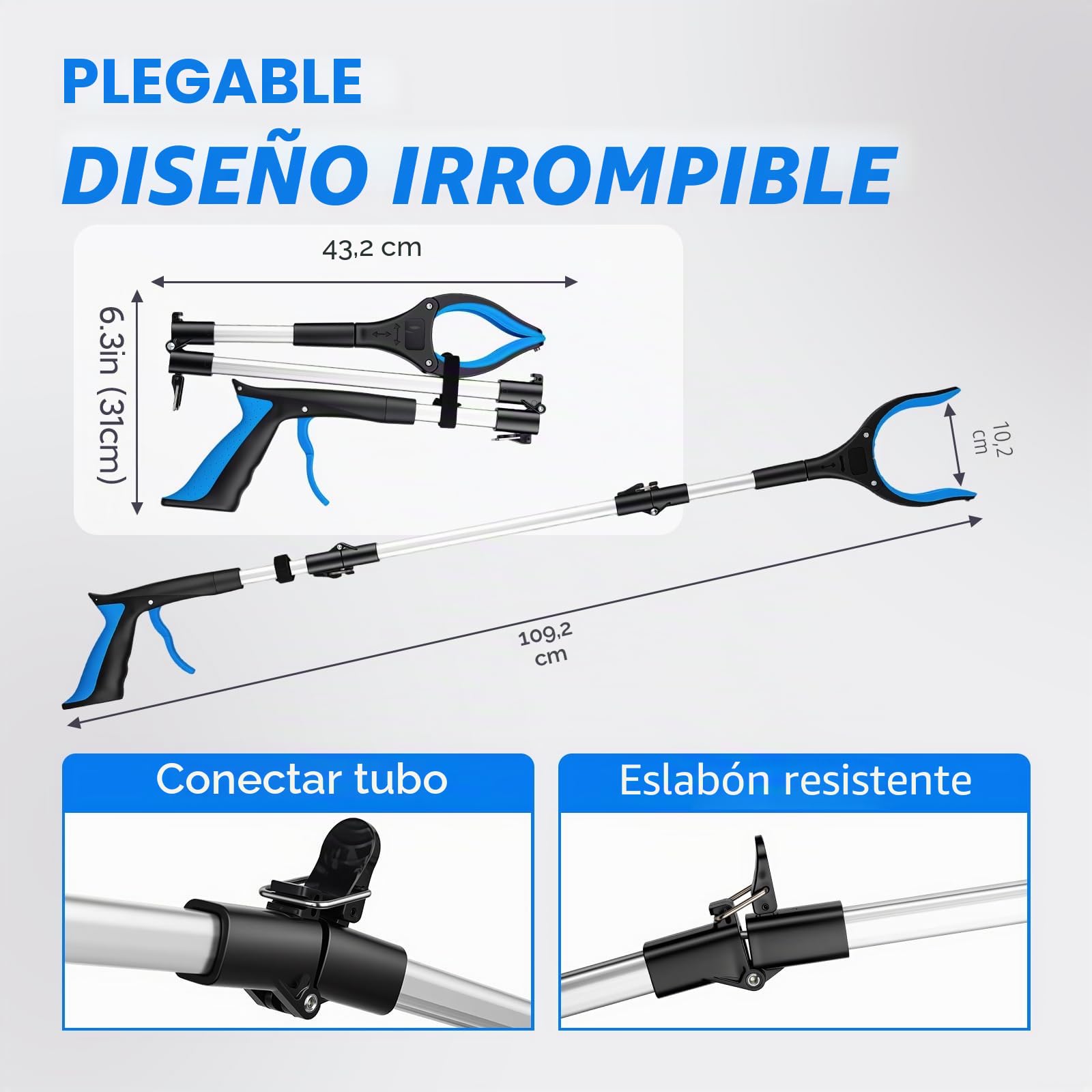 Pinzas Recoge Objetos Extra Largas 109cm, Pinzas Extensibles Personas Mayores, Palo con Imán Telescópico para Minusválidos y Ancianos, Pinza Recoger Basura y Fruta(2 Piezas)