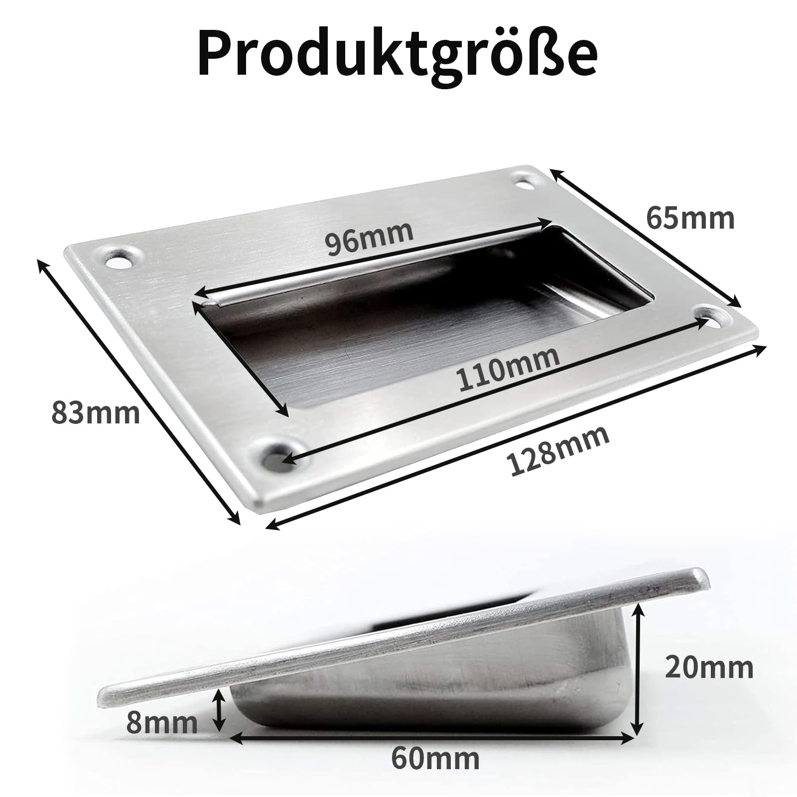 GIONAR Lot De 2 Poignées Encastrées En Acier Inoxydable Pour