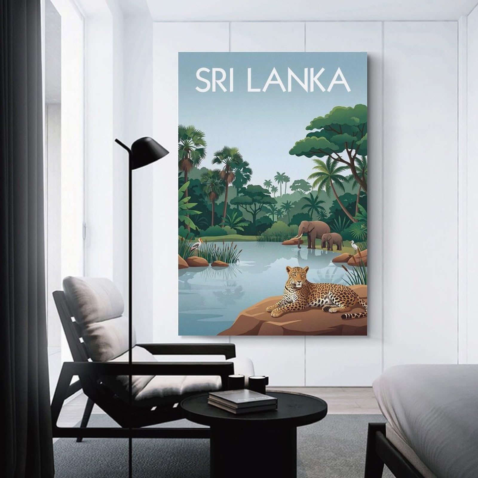 Junmoney Wall Decor Canvas Print Sri Lanka Wildlife, 24x36inch(60x90cm), for Home Lounge, Bedroom Or Reading Nook, Canvas Styling for A Polished Room Look