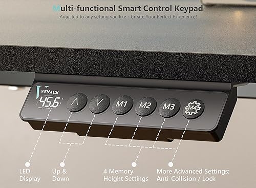 Miniatura 5 de Marco de escritorio eléctrico de pie, patas de escritorio ajustables en altura de un solo motor con 4 ajustes preestablecidos de memoria, eleva